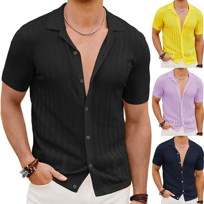 Chemise en tricot à manches courtes pour hommes avec design texturé Chic und Stil