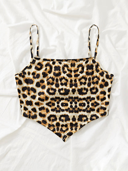 Dame Crop-top au motif léopard tendance Chic und Stil