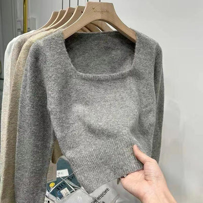 Pull décontracté pour femmes avec encolure carrée et texture fine Chic und Stil