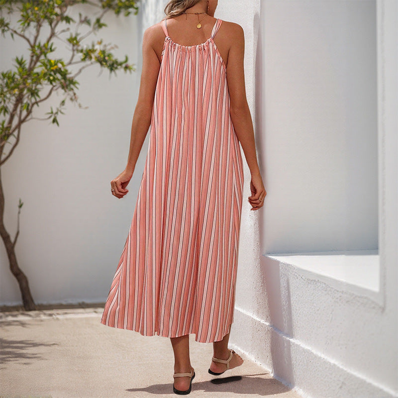 Robe d'été maxi rayée pour femme avec cordon ajustable Chic und Stil
