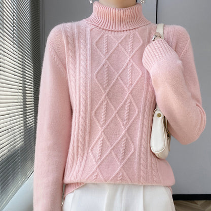 Pull à col montant pour femmes avec motif en torsades Chic und Stil
