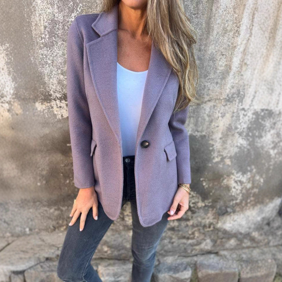 Dames Élégant Veste de Blazer d'Affaires en Matériau Doux Chic und Stil