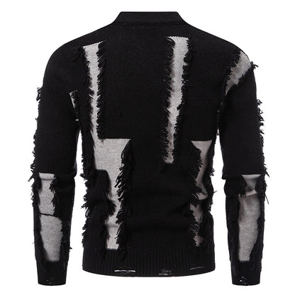 Modern knitted sweater for men with trendy fringes and a unique design Chic and Style