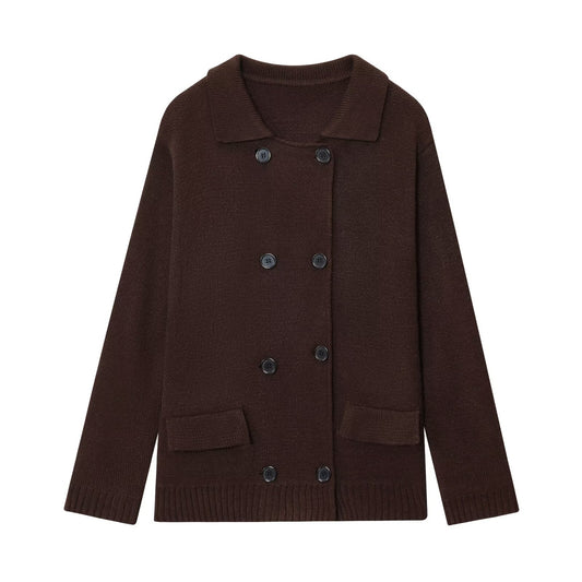 Dames élégante cardigan avec double rangée de boutons et poches pratiques Chic und Stil