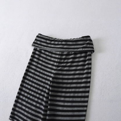 High-waisted flared pants for women with striped design Chic und Stil