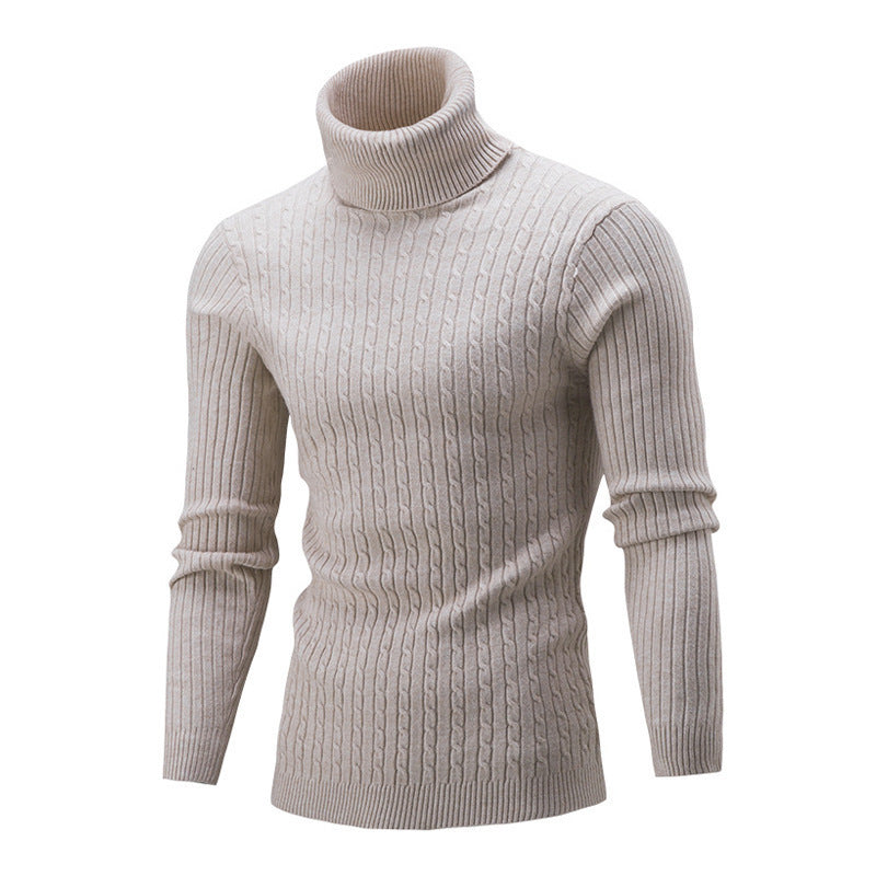 Pull en maille pour hommes à format portrait avec col montant et motif texturé Chic und Stil