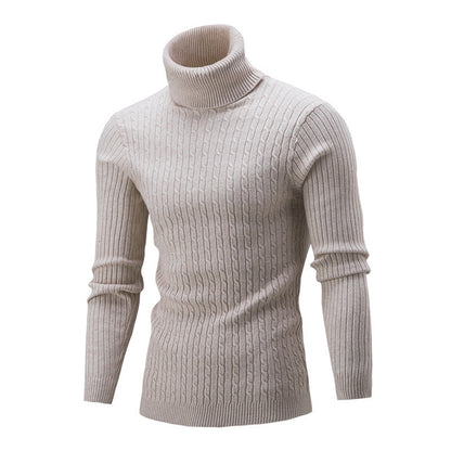 Pull en maille pour hommes à format portrait avec col montant et motif texturé Chic und Stil