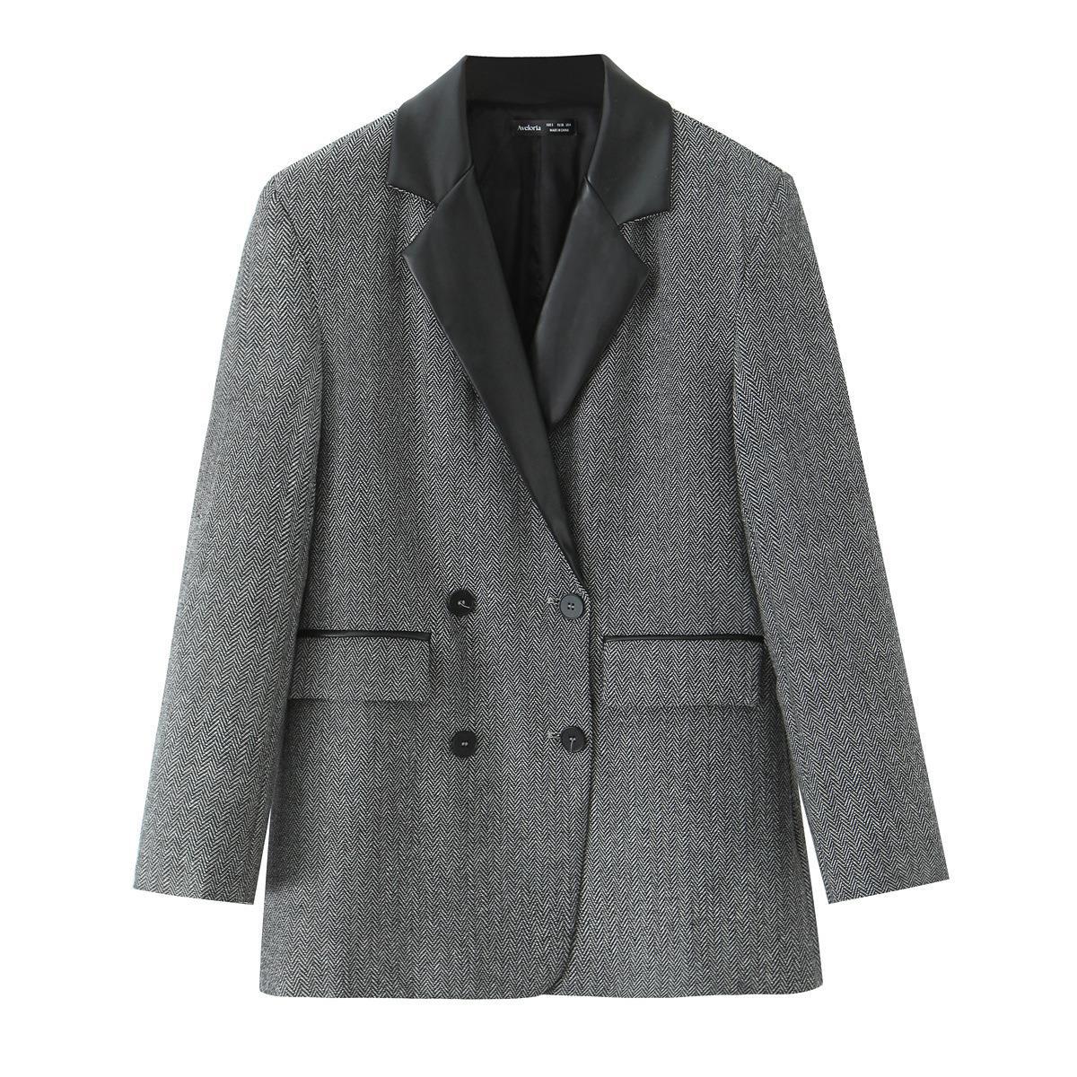 Blazer féminin tendance avec motif pied-de-poule élégant et col doux Chic und Stil