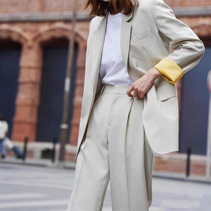 Tailored wide-leg blazer and pants set for women Chic and Style