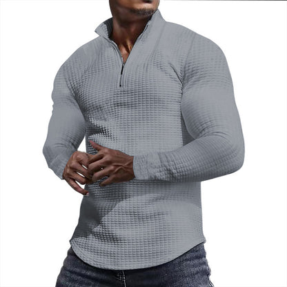 Functional T-shirt for men with high collar and textured design Chic und Stil