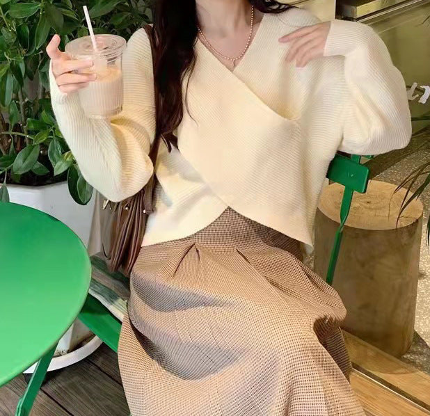 Pull-over à nouer pour femmes avec un design en maille texturée et des manches larges Chic und Stil
