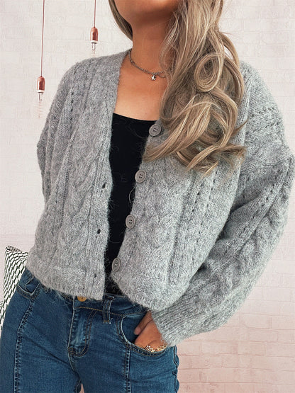 Dames gilet en tricot douillet avec motif en relief et décolleté en V Chic und Stil