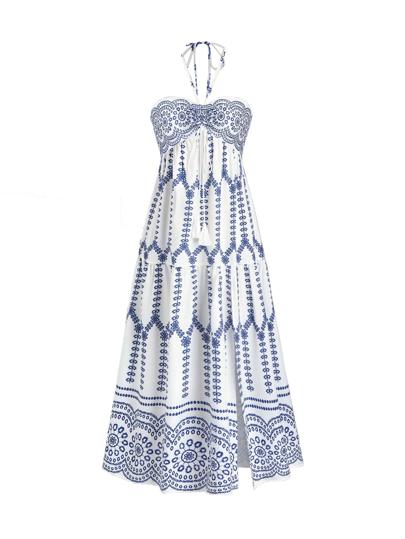 Robe maxi pour dames avec un design ludique et de fines bretelles Chic und Stil