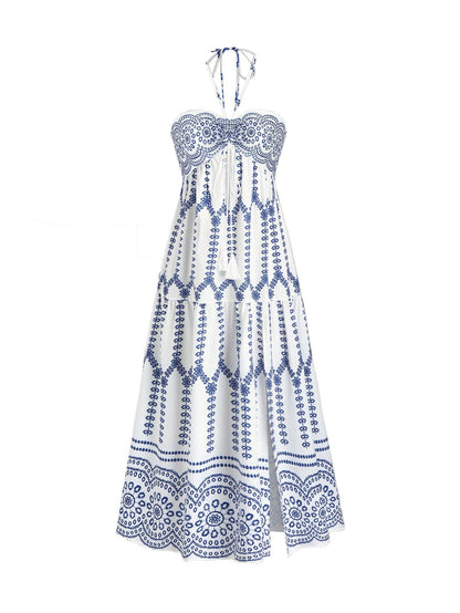 Robe maxi pour dames avec un design ludique et de fines bretelles Chic und Stil