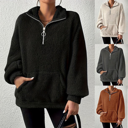 Pull en polaire douillet pour femmes avec demi-fermeture éclair et poches latérales Chic und Stil