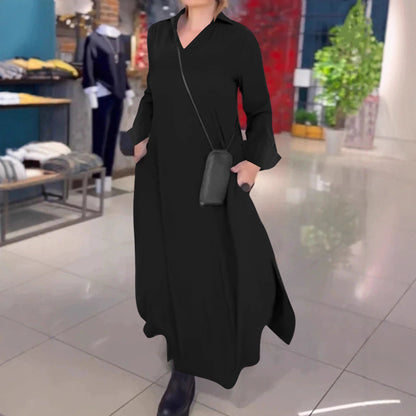 Robe maxi femme avec un praticable décolleté en V et poches Chic und Stil