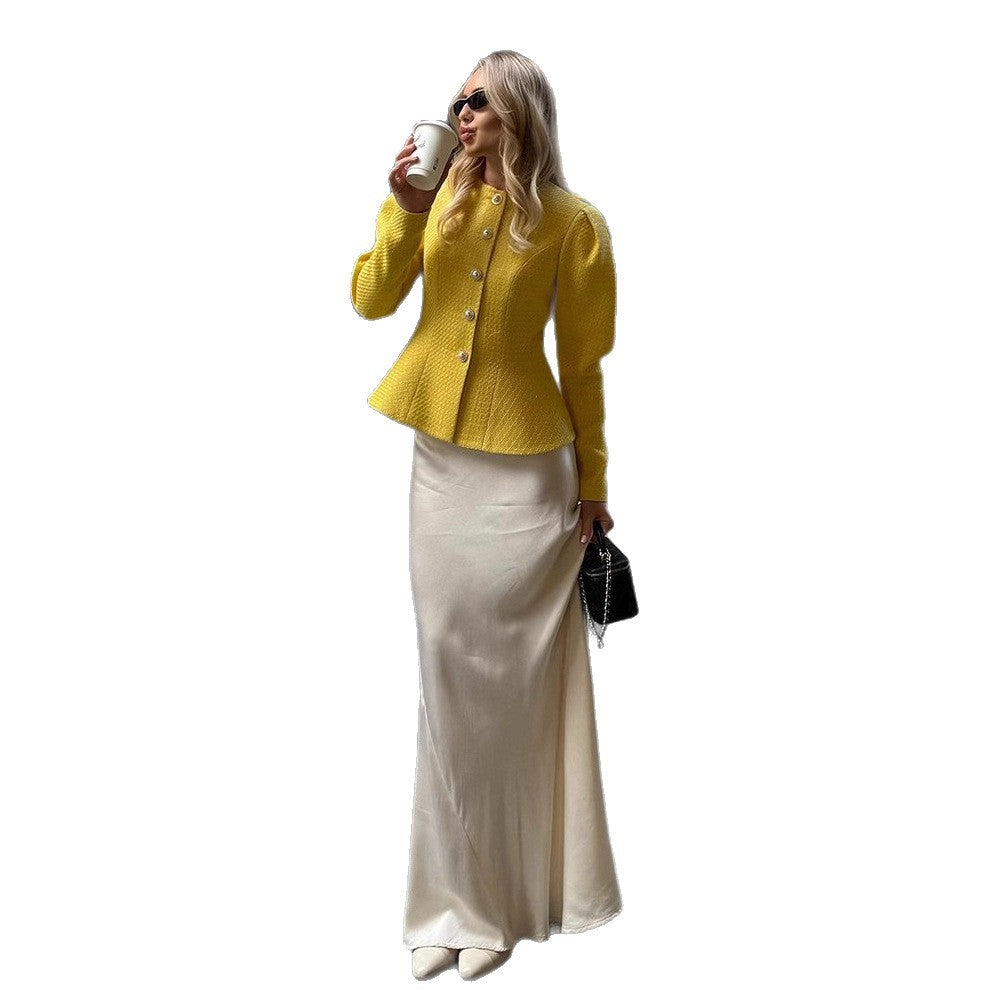 Dames Élégante Veste Cintrée avec Détail de Bouton Chic und Stil