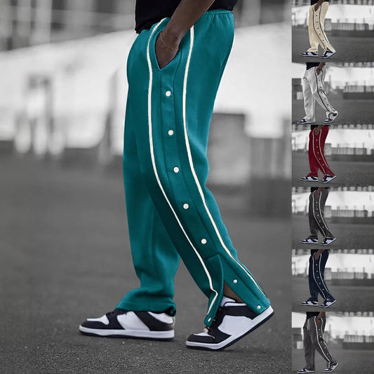 Sporty casual pants for men with side snap buttons Chic and Style