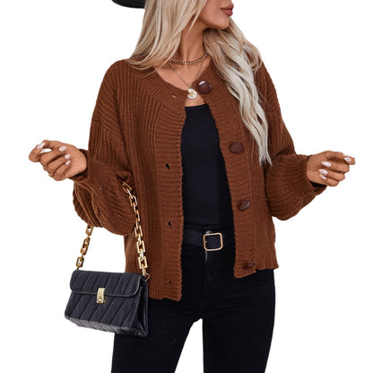Dames cardigan confortable en tricot avec de grands boutons et une coupe décontractée Chic und Stil