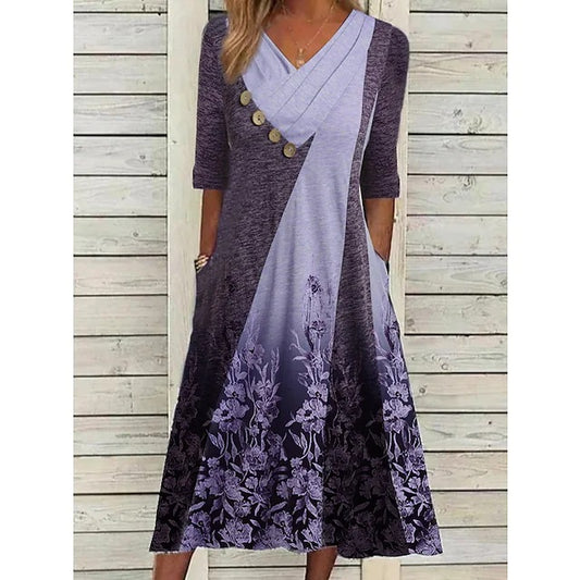Robe fourreau pour dames avec détails en bouton et effet ombre floral Chic und Stil