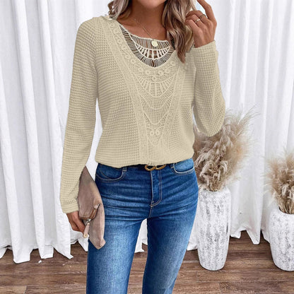 Pull fin en tricot pour dames avec insert en crochet délicat Chic und Stil