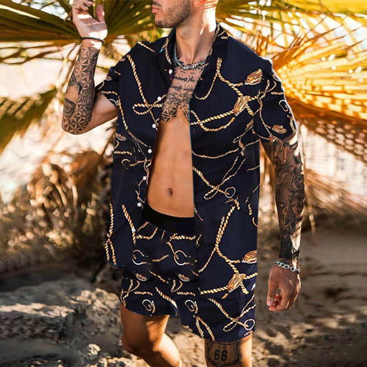 Hommes loisirs ensemble court manches plage Chic und Stil