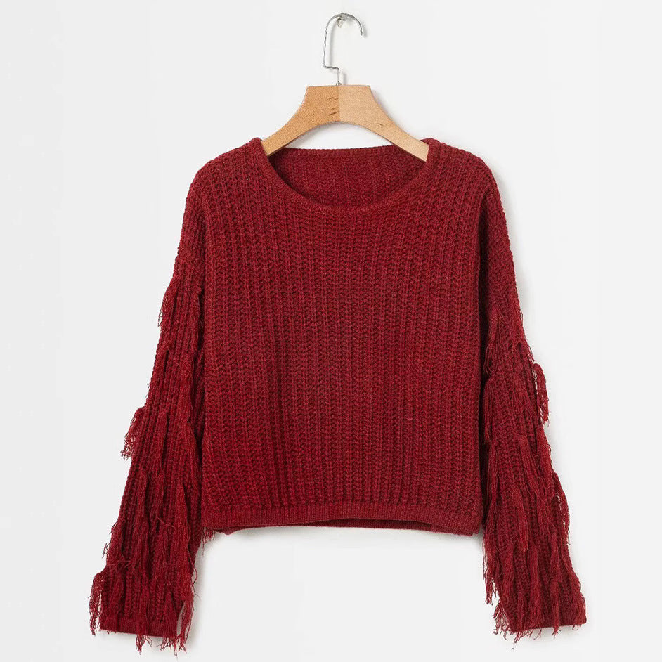 Pull en tricot épais pour femmes avec des manches frangées Chic und Still
