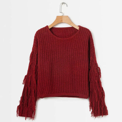 Pull en tricot épais pour femmes avec des manches frangées Chic und Still