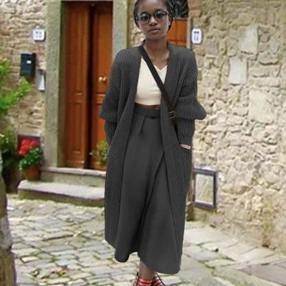 Dames grand tricot long cardigan avec coupe décontractée et poches latérales Chic und Still