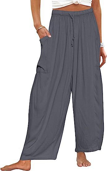 Casual loose linen pants for women with practical pockets and elastic waistband Chic und Stil