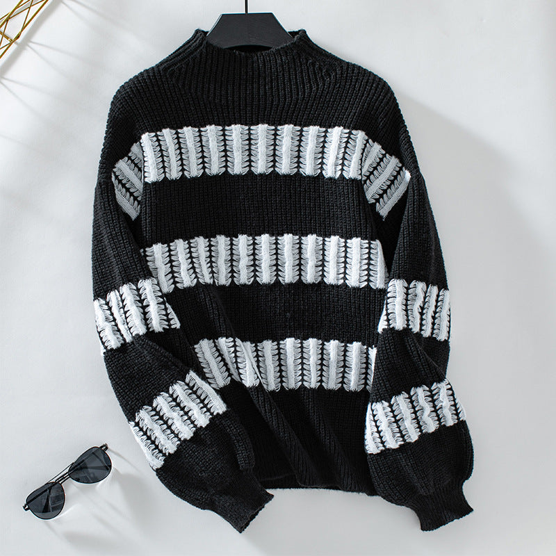 Pull en tricot de haute qualité pour dames avec des rayures finement structurées Chic und Stil