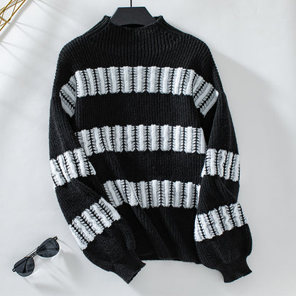 Pull en tricot de haute qualité pour dames avec des rayures finement structurées Chic und Stil