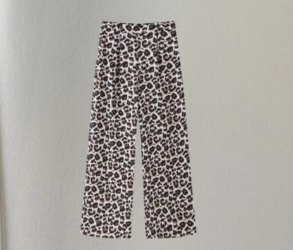 Chic and Style Women's Wide Leg Leopard Print Pants