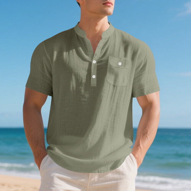 Chemise à manches courtes à la mode pour hommes avec boutonnière et poche poitrine Chic und Stil