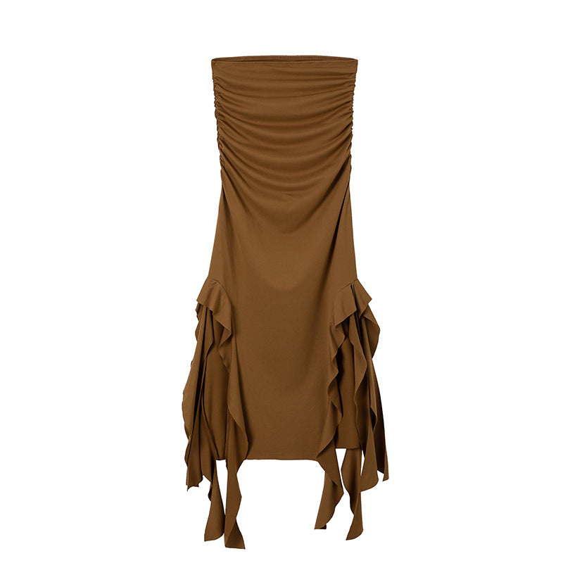 Robe maxi à fronces pour dames avec ourlet asymétrique Chic und Stil