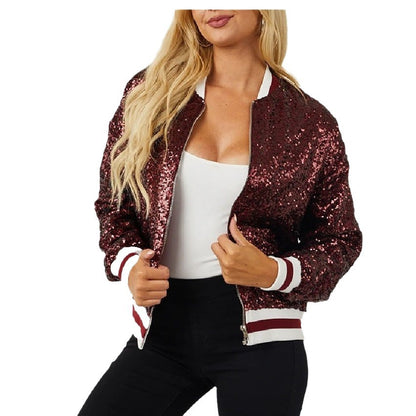 Dames Bling Bomber Jacket Chic und Stil