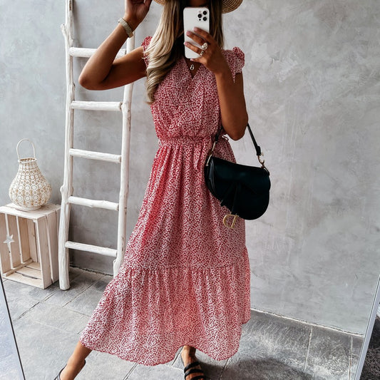 Chic and Stylish Women's Maxi Dress with Ruffle Applique