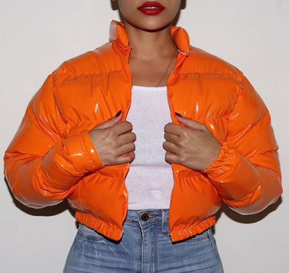 Dames Doudoune courte brillante Chic und Stil