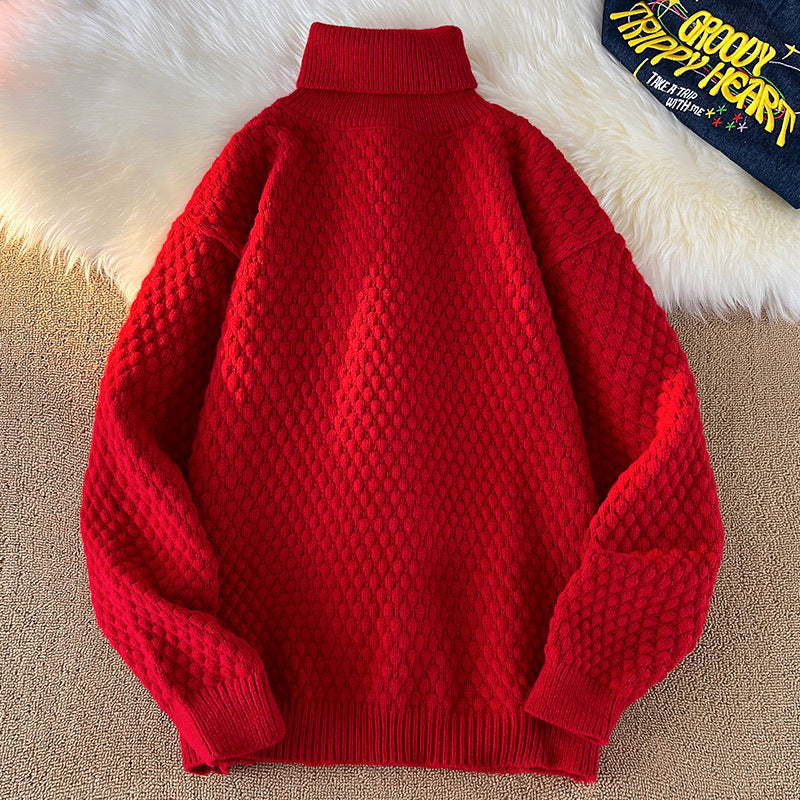 Pull femme en grosse maille avec col montant Chic und Stil