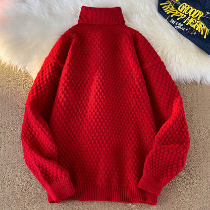 Pull femme en grosse maille avec col montant Chic und Stil