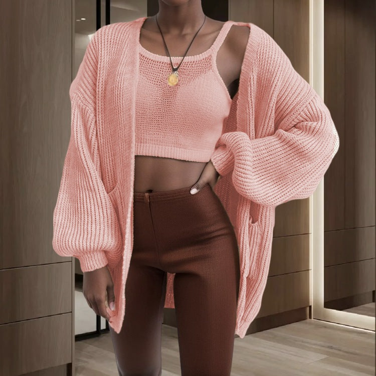 Dames Grande veste en tricot avec des manches volumineuses et des poches pratiques Chic und Stil