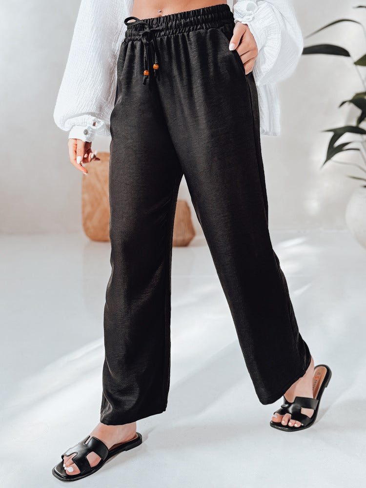 Ladies Comfortable linen pants with elastic waistband and side pockets Chic and Style