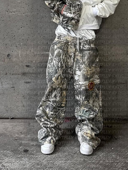 Pantalon de jogging camouflage pour femmes avec taille élastique et poches latérales Chic und Stil