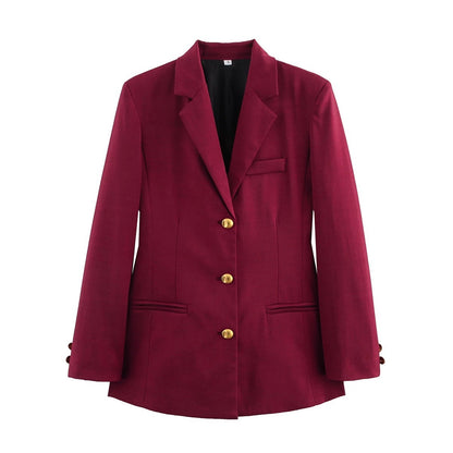 Blazer à carreaux pour femmes avec détails de boutons dorés Chic und Stil