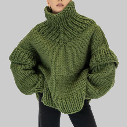 Pull en tricot ample pour femmes avec des manches volumineuses et un col montant Chic und Stil