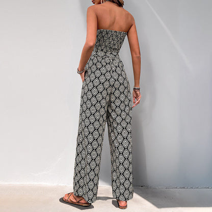 Combinaison décontractée pour femmes avec haut élastique et motif à la mode Chic und Stil
