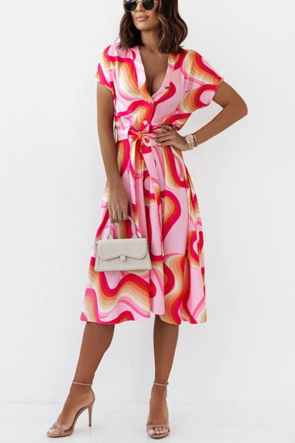 Women's A-line Dress with Button Closure Chic and Style