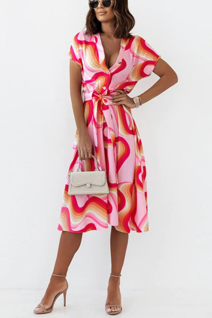 Women's A-line Dress with Button Closure Chic and Style