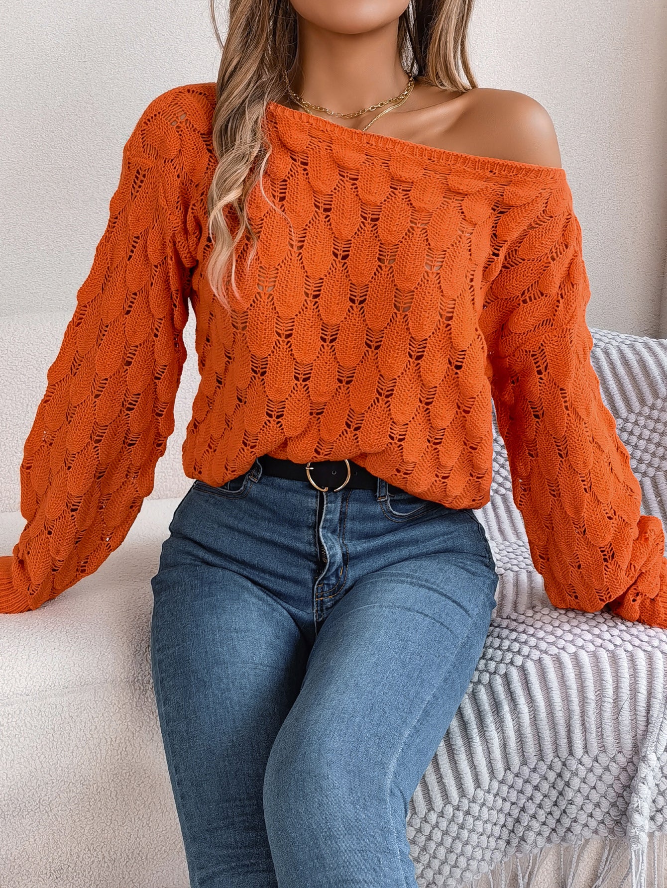 Pull en tricot surdimensionné pour femmes avec motif de nœuds Chic und Stil