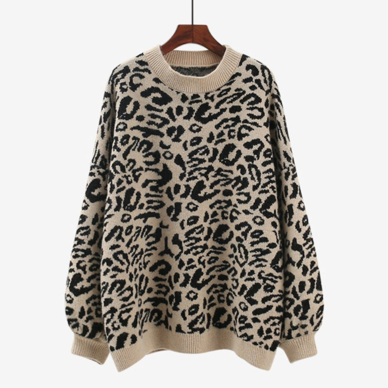 Pull en tricot surdimensionné pour femmes avec motif léopard et matériau doux Chic und Stil